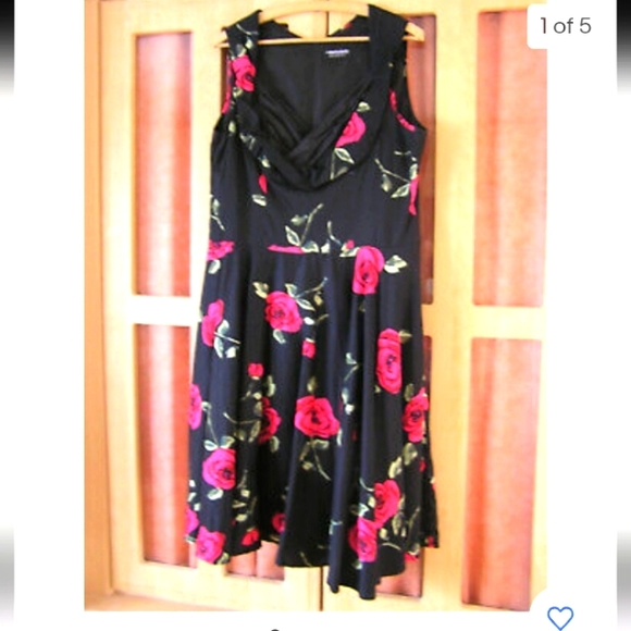 50 style swing dress Rose flower floral print dress 👗 - Picture 6 of 6
